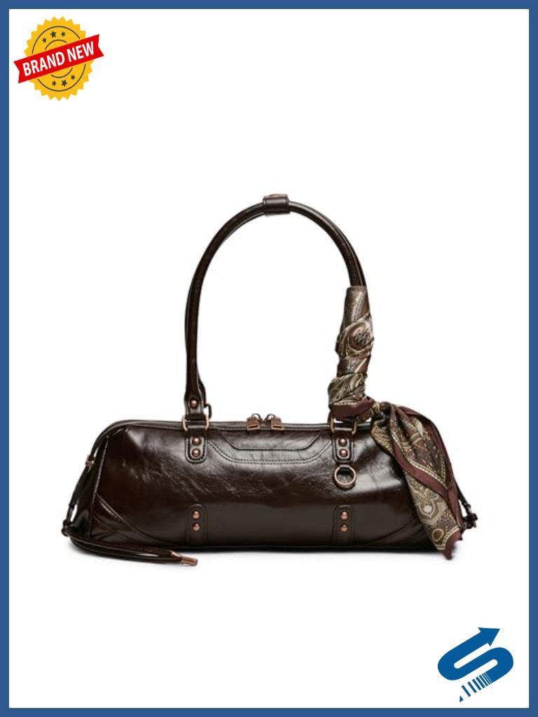 Faux Leather Satchel With Scarf Detail Handle